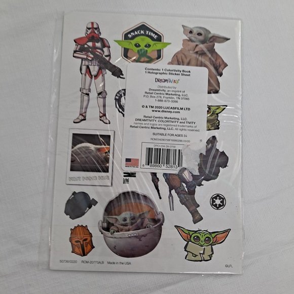 Star Wars Baby Yoda Coloring Book Holographic Sticker Set 2 pack - Picture 12 of 16